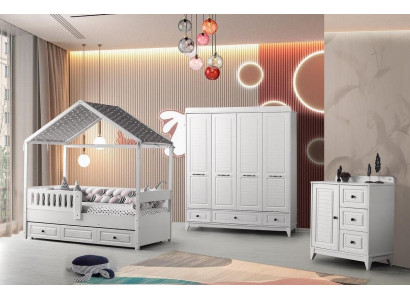 Modern Komplett Jugendzimmer Luxus Kinderzimmer Set 3tlg Weiß Farbe neu Entfernung