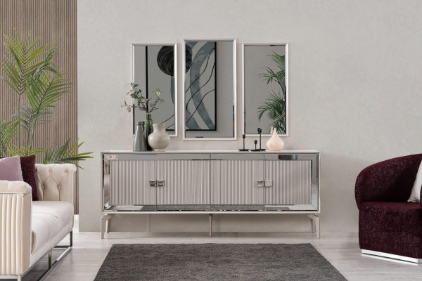 Esszimmer Luxus Essgruppe Garnitur Esstisch Set 9tlg Grau Holz Tisch