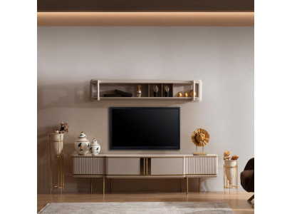 Modernes Wohnzimmer Lowboard Designer Regale 2tlg Holz Möbel Set Neu