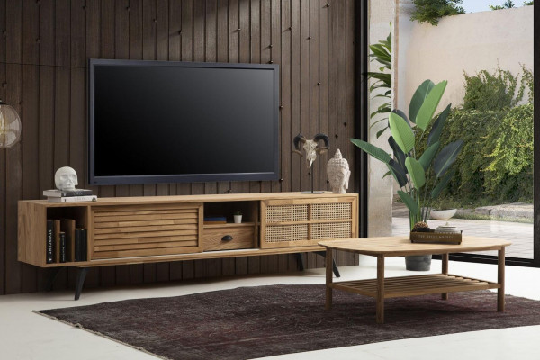 TV Ständer RTV Lowboard Couchtisch Braun Holz Modern Wohnzimmer Set