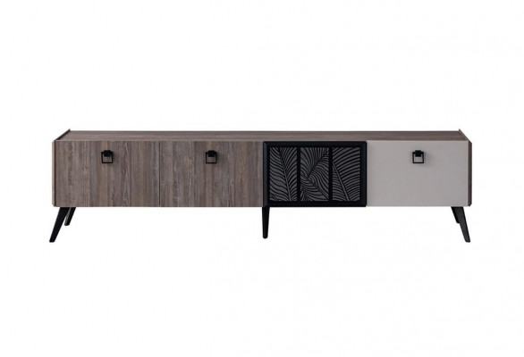 Sideboard Wohnzimmer TV Ständer RTV Lowboard Schrank Holz Grau Kommode