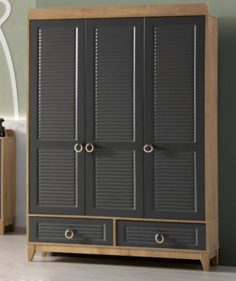 Kleiderschrank Grau Holz Schrank Design Kinderzimmer Kleiderschränke