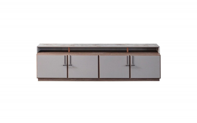 Sideboard TV Ständer RTV Lowboard Grau Wohnzimmer Holz Tisch Schrank