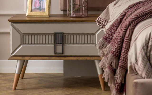 Komplette Nachttische Nachtschranke Nachtkommoden Holz 2tlg Grau