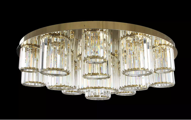 Runder Kronleuchter Deckenleuchte Luster Deckenlampe Wohnzimmer Gold