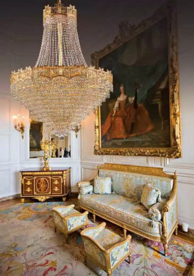 Luxus Deckenleuchter Kronleuchter Deckenlampe Lüster Gold Kristall 77x145