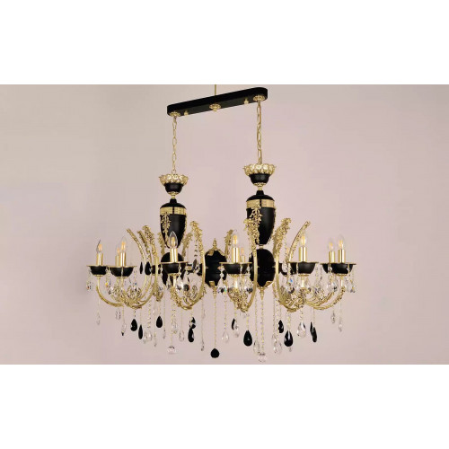 Deckenleuchte Luxus Kronleuchter Deckenlampe Luster Kristall Schwarz Lampe