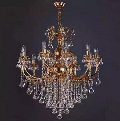 Luxus Lampe Deckenleuchter Lüster Kronleuchter Deckenlampe Kristall Gold