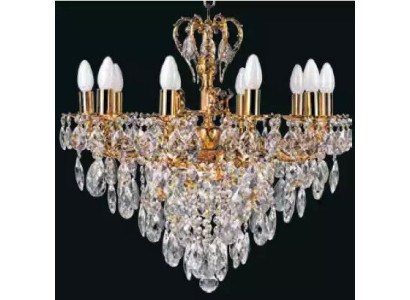 Lüster Luxus Kronleuchter Deckenlampe Deckenleuchter Crystal Gold Art