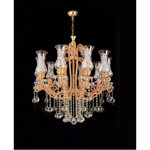 Luxus Deckenleuchter Lüster Kronleuchter Deckenlampe Kristall Gold Lampe