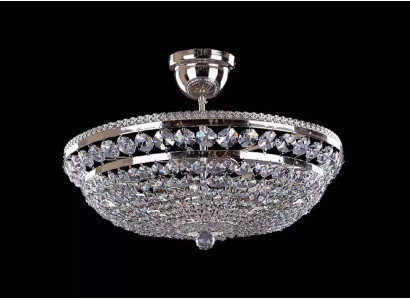 Rund Silber Luxus Deckenlampe Lüster Deckenleuchter Silber Kronleuchter Kristall