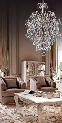 Luxus Lüster Deckenleuchter Deckenlampe Kronleuchter Kristall Silber