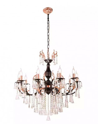 Luxus Deckenleuchter Kronleuchter Deckenlampe Luster Schwarz Kristall