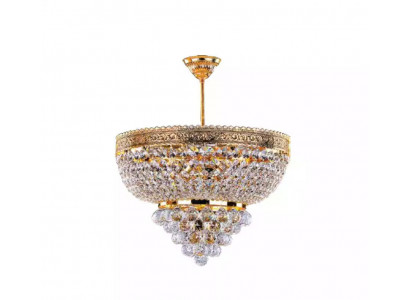 Runder Kronleuchter Luxus Deckenleuchter Lüster Deckenlampe Kristall Gold 50x60