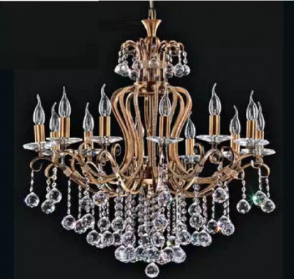 Luxus Deckenleuchter Lüster Kronleuchter Deckenlampe Kristall Gold 88x100