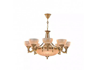 Lüster Deckenlampe Deckenleuchter Lampe Kronleuchter Glas Gold Beige