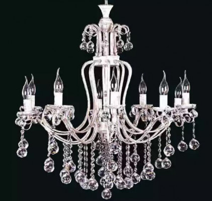 Luxus Deckenleuchter Lüster Kronleuchter Deckenlampe Kristall Silber