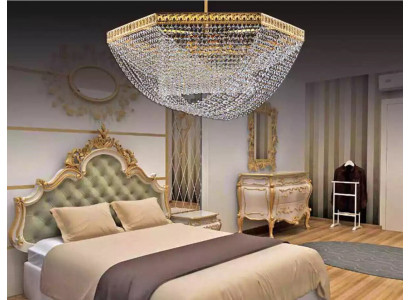 Deckenleuchter Luxus Gold Kronleuchter Deckenlampe Lüster Kristall Art