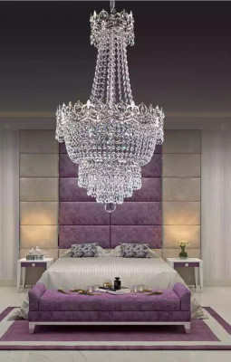 Kronleuchter Deckenleuchter Silber Deckenlampe Lüster Kristall Hängelampe