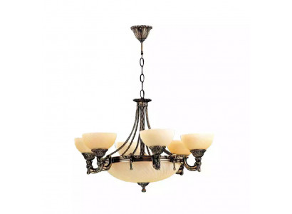 Lüster Deckenleuchter Modern Kronleuchter Deckenlampe Beige Glas Lampe