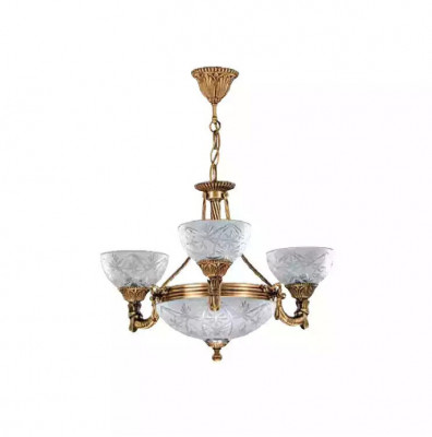 Deckenlampe Lüster Deckenleuchter Lampe Kronleuchter Glas Grau Gold