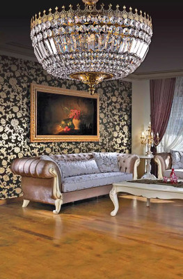 Leuchte Deckenleuchter Luxus Gold Kronleuchter Deckenlampe Lüster Kristall Art