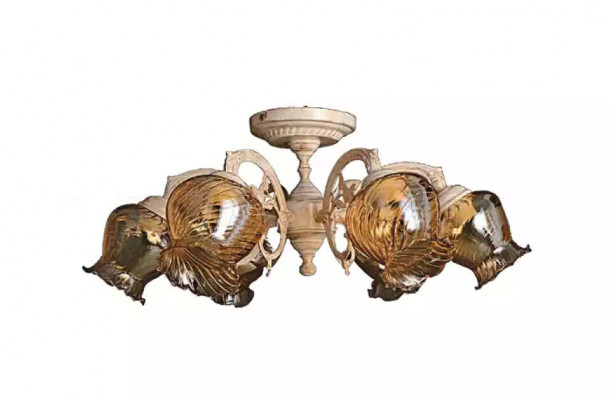 Deckenlampe Deckenleuchter Lüster Kronleuchter Lampen Glas Beige Art