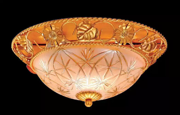 Lüster Deckenleuchter Kronleuchter Deckenlampe Gold Glas Lampen Metall