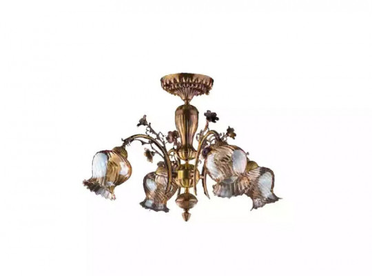 Deckenleuchter Blumen Lüster Kronleuchter Deckenlampe Lampe Glas Braun