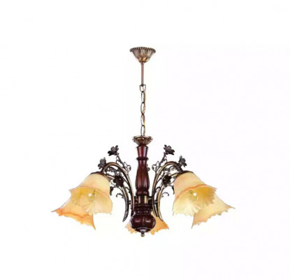 Deckenlampe Blumen Deckenleuchter Lüster Kronleuchter Lampe Glas Beige
