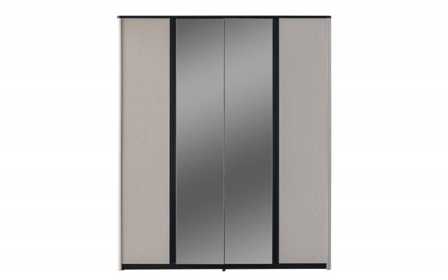 Grauer Schlafzimmerschrank Designer Spiegelschrank Holz Kleiderschrank