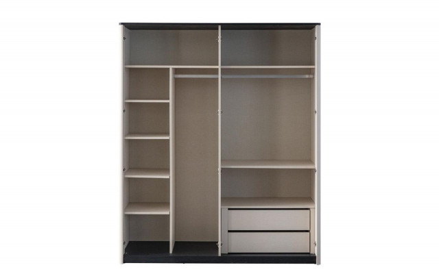 Grauer Schlafzimmerschrank Designer Spiegelschrank Holz Kleiderschrank