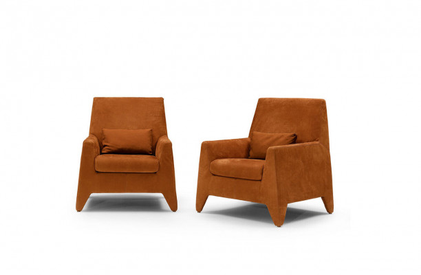 Sessel Sitz Modern Design Wohnzimmer Polster Einsitzer Textil Braun Stil Luxus