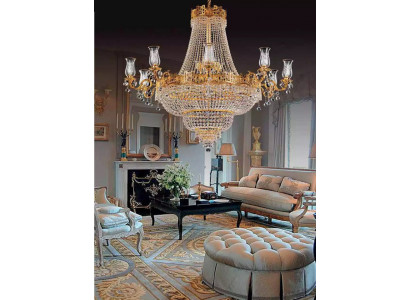 Luxus Deckenleuchte Kronleuchte Deckenlampe Luster Gold Kristall Lampe