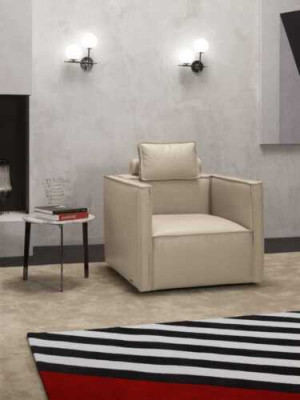 Sessel Einsitzer Luxus 1 Sitz Polster Sitz Design Beige Sitz Leder Prianera Neu