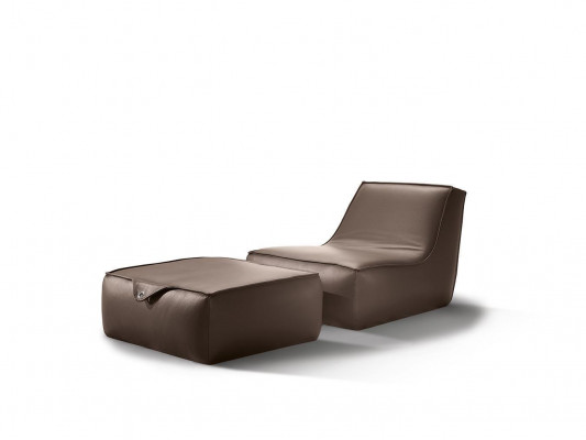 Design Sessel Hocker Luxus Einsitzer Modern Grau Leder Möbel Einsitzer Prianera