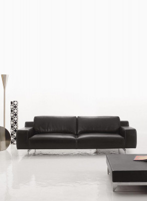 Dreisitz Luxus Sofa 3 Sitzer Sofas Sitz Design Couch Möbel Stil Leder Schwarz