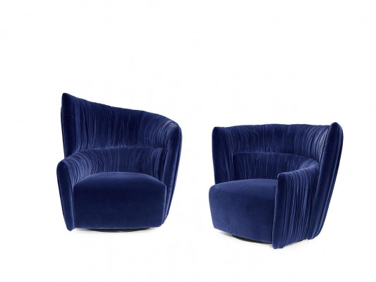 Sessel Luxus Design Möbel Blau Modern Stil Design Textil Wohnzimmer Lounge Neu