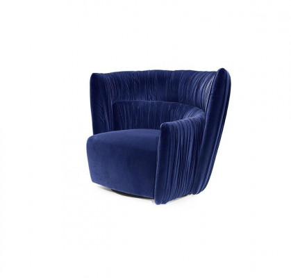 Sessel Einsitzer Italienischer Stil Polster Holz Textil Prianera Luxus Blau