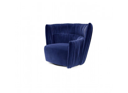 Sessel Einsitzer Italienischer Stil Polster Holz Textil Prianera Luxus Blau
