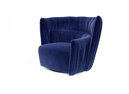 Sessel Einsitzer Italienischer Stil Polster Holz Textil Prianera Luxus Blau