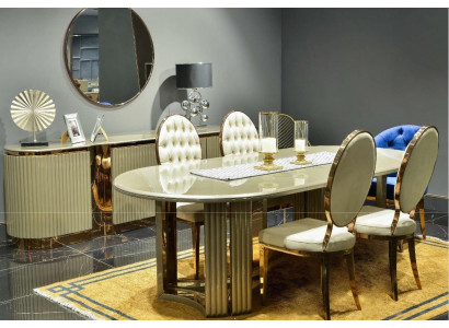 Luxus Esszimmer Essgruppe Essecke Esstisch Stühle Beige Set 9tlg Holz