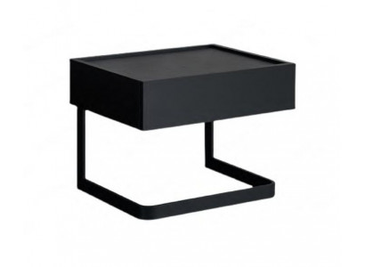 Schlafzimmer Nachttisch Schwarzer Stilvoller aus Holz und Edelstahl Neu