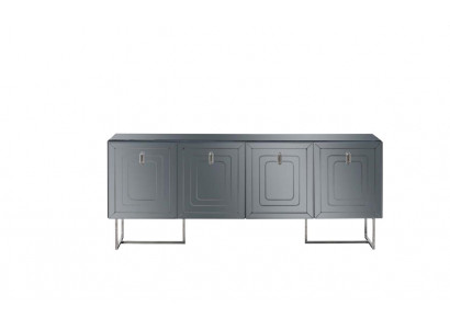 Graue Wohnzimmer Anrichte Luxus Holz Möbel 4-türige Designer Kommode