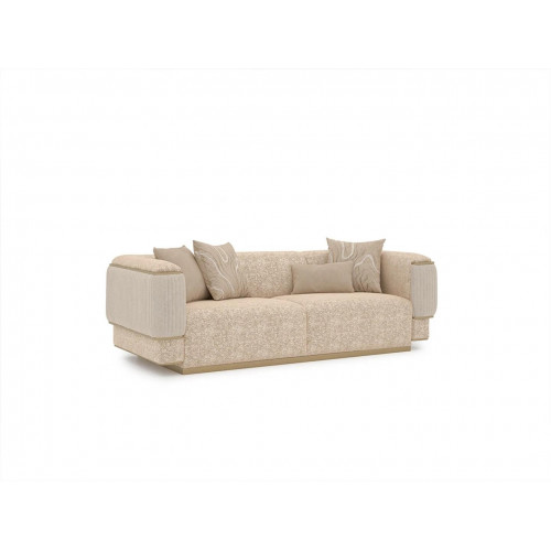 Dreisitzer Sofa Textil Wohnzimmer Beige Polstermöbel Luxus Sofas Couch