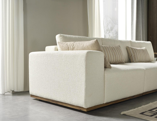 Weißes Ecksofa L-Form Couch Couchtisch Luxus Stoffmöbel Weiß Design Neu