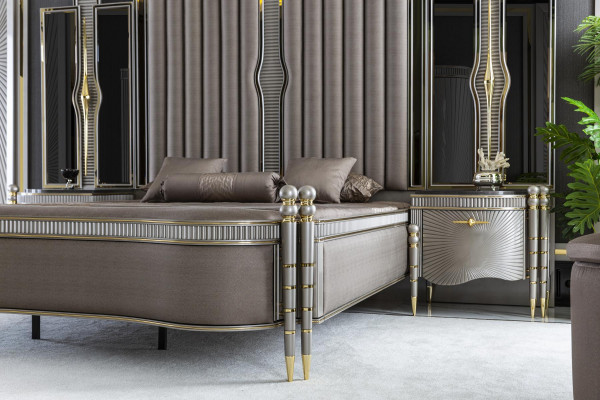 Bett Grau Schön Polster Design Luxus Doppel Schlafzimmer Betten Möbel