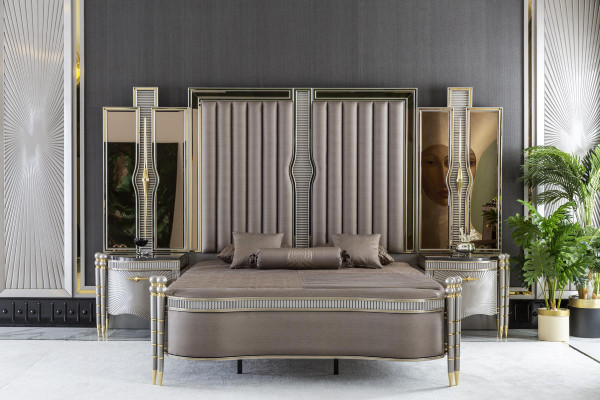 Bett Grau Schön Polster Design Luxus Doppel Schlafzimmer Betten Möbel