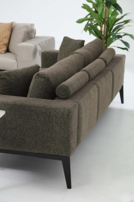 Moderne Grüne Sofagarnitur Zweisitzer Sessel Stoffmöbel Grau Luxus Set
