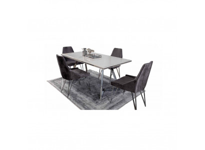 Komplett Set Esstisch 4x Stühle Esszimmer Set Ess Gruppe Metall Tisch neu